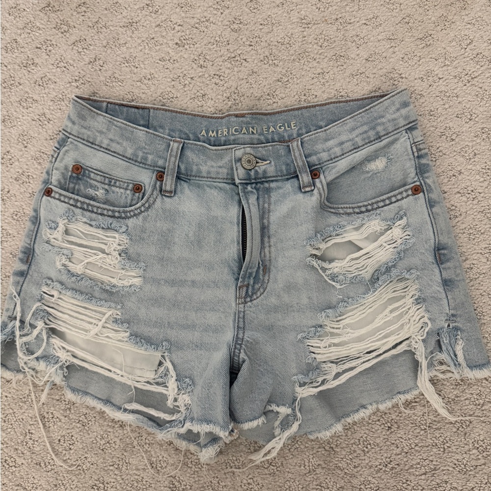 American Eagle Outfitters Shorts Womens 4 Light Blue Strigid Ripped